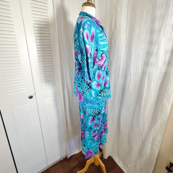 Michele Leslie Skirt Set Size L Women’s Vintage 2-piece Tropical Print - Picture 6 of 8
